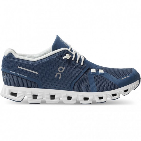 On Cloud 5 Running Shoes Denim/White Women