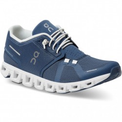 On Cloud 5 Running Shoes Denim/White Women