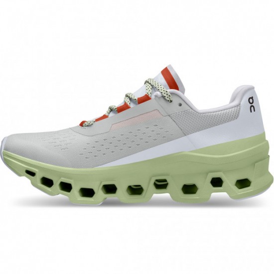 On Cloudmonster Running Shoes Glacier/Meadow Women